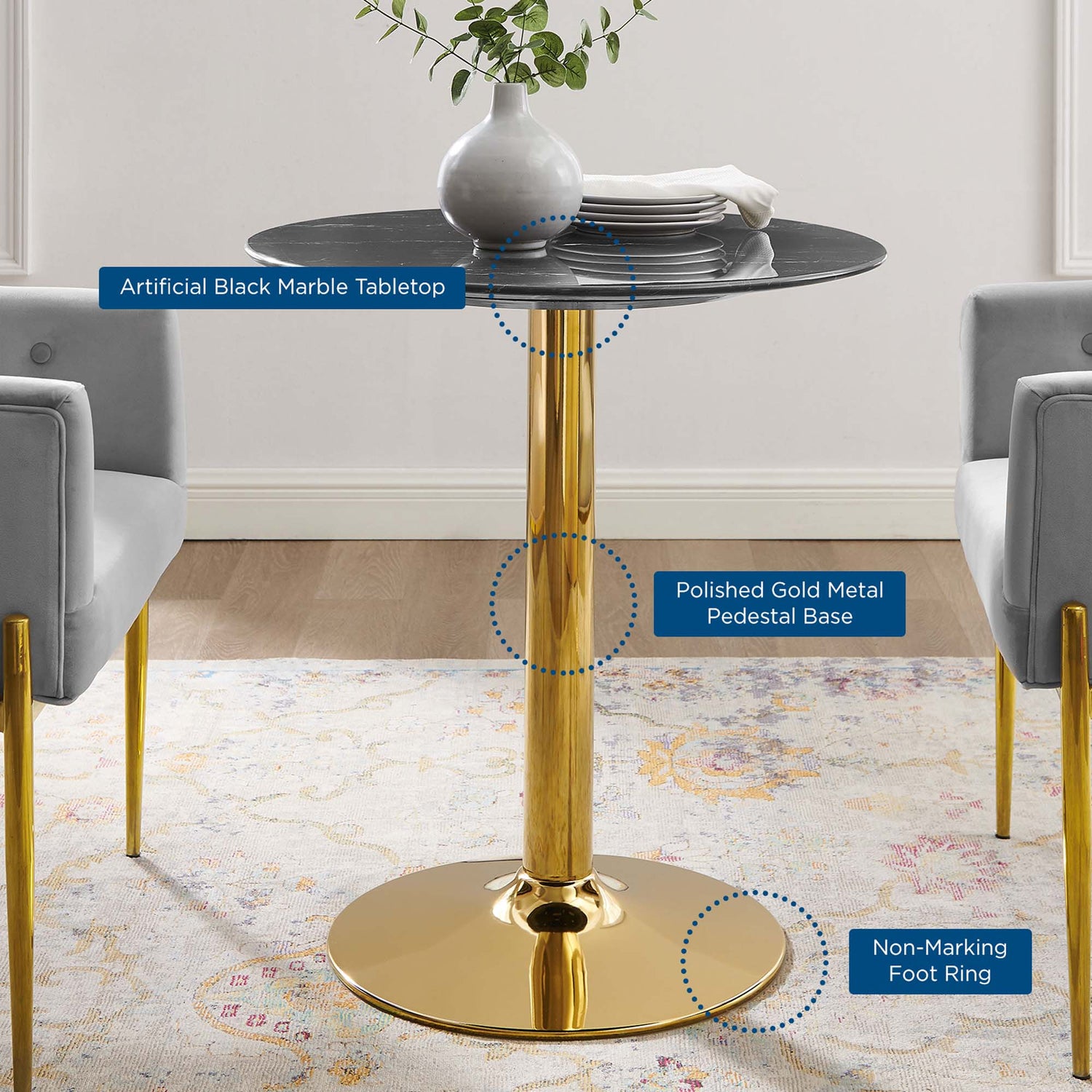 Verne 28&quot; Artificial Marble Dining Table by Modway