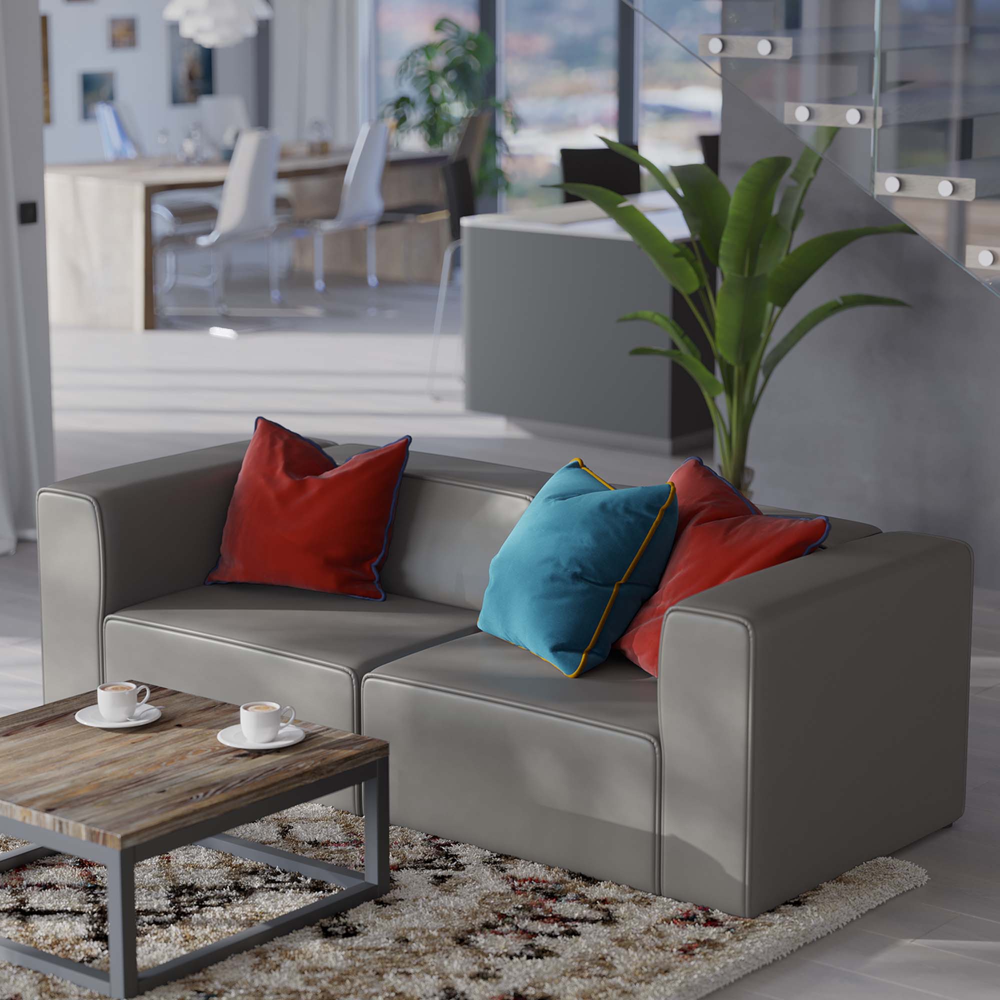 Mingle Vegan Leather 2-Piece Sectional Sofa Loveseat by Modway