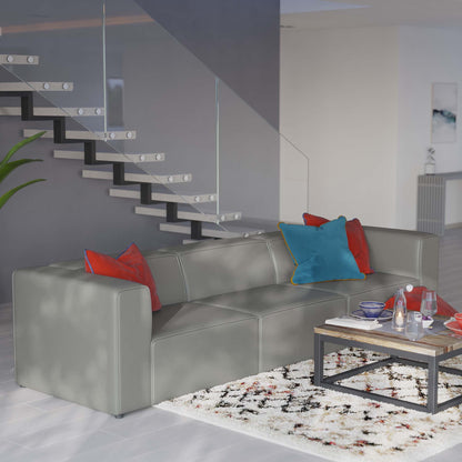 Mingle Vegan Leather 3-Piece Sectional Sofa by Modway
