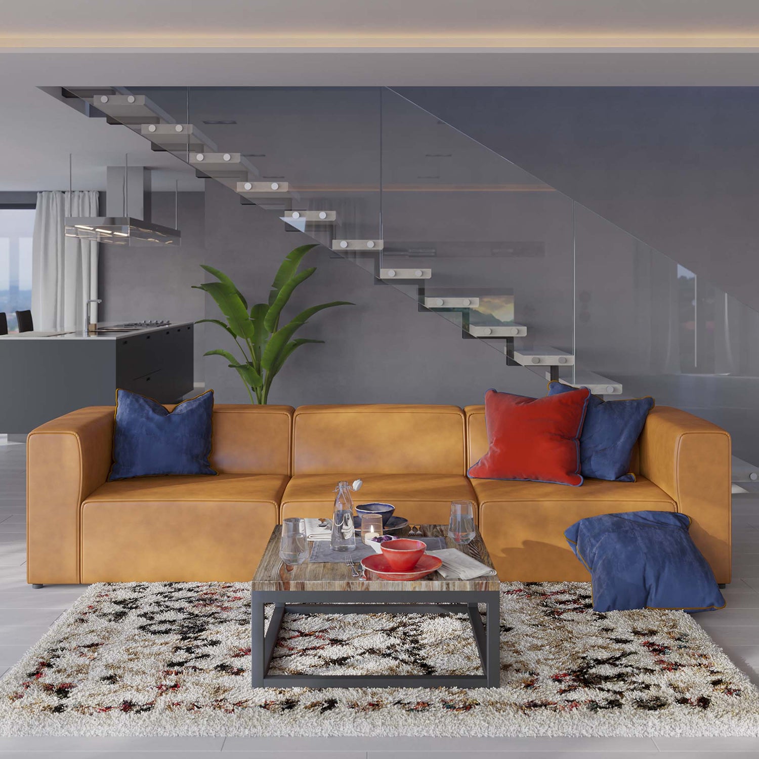 Mingle Vegan Leather 3-Piece Sectional Sofa by Modway