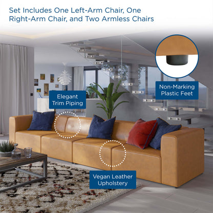 Mingle Vegan Leather 4-Piece Sectional Sofa by Modway