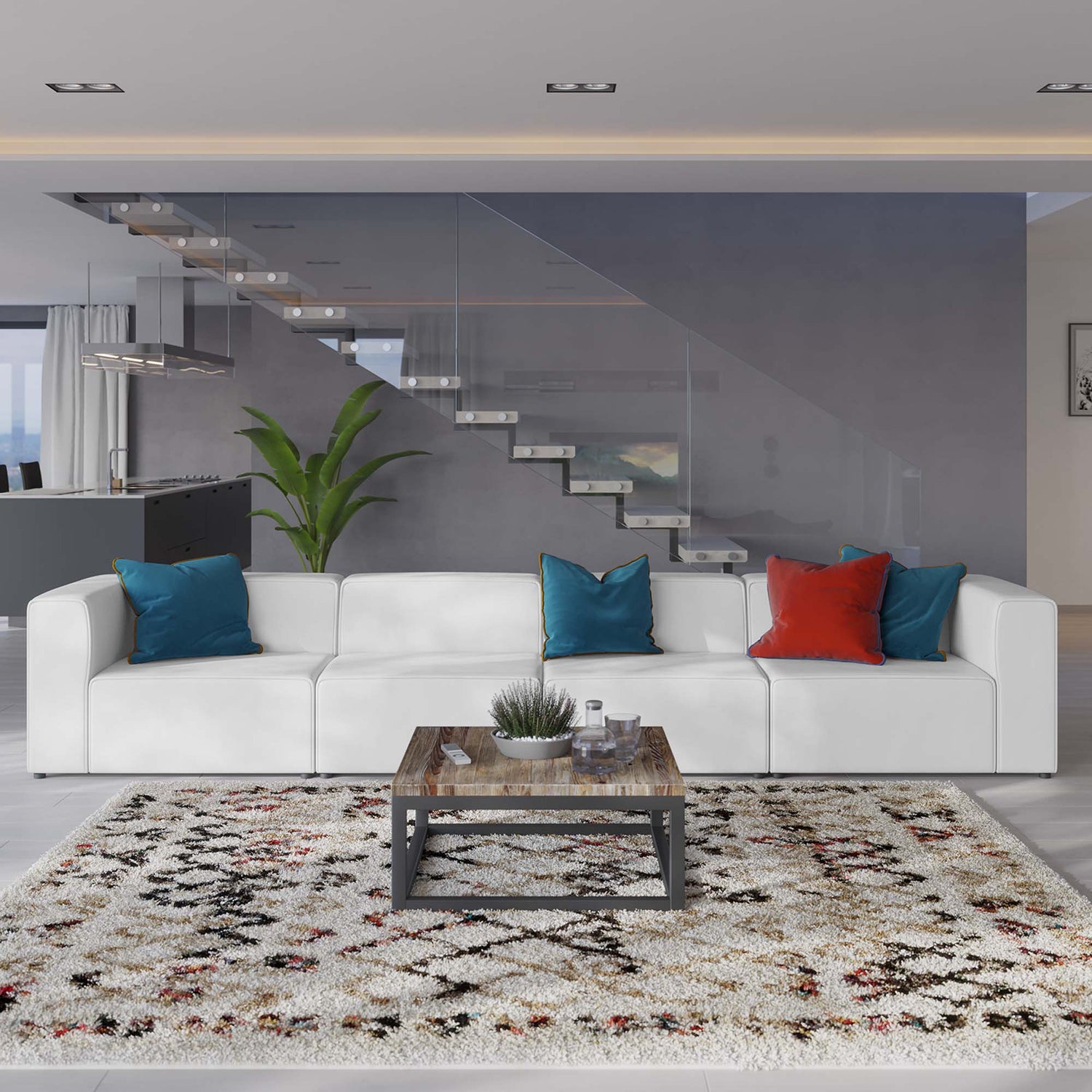 Mingle Vegan Leather 4-Piece Sectional Sofa by Modway