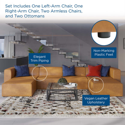 Mingle Vegan Leather 4-Piece Sofa and 2 Ottomans Set by Modway