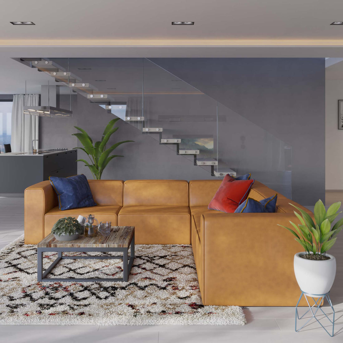 Mingle Vegan Leather 5-Piece Sectional Sofa by Modway