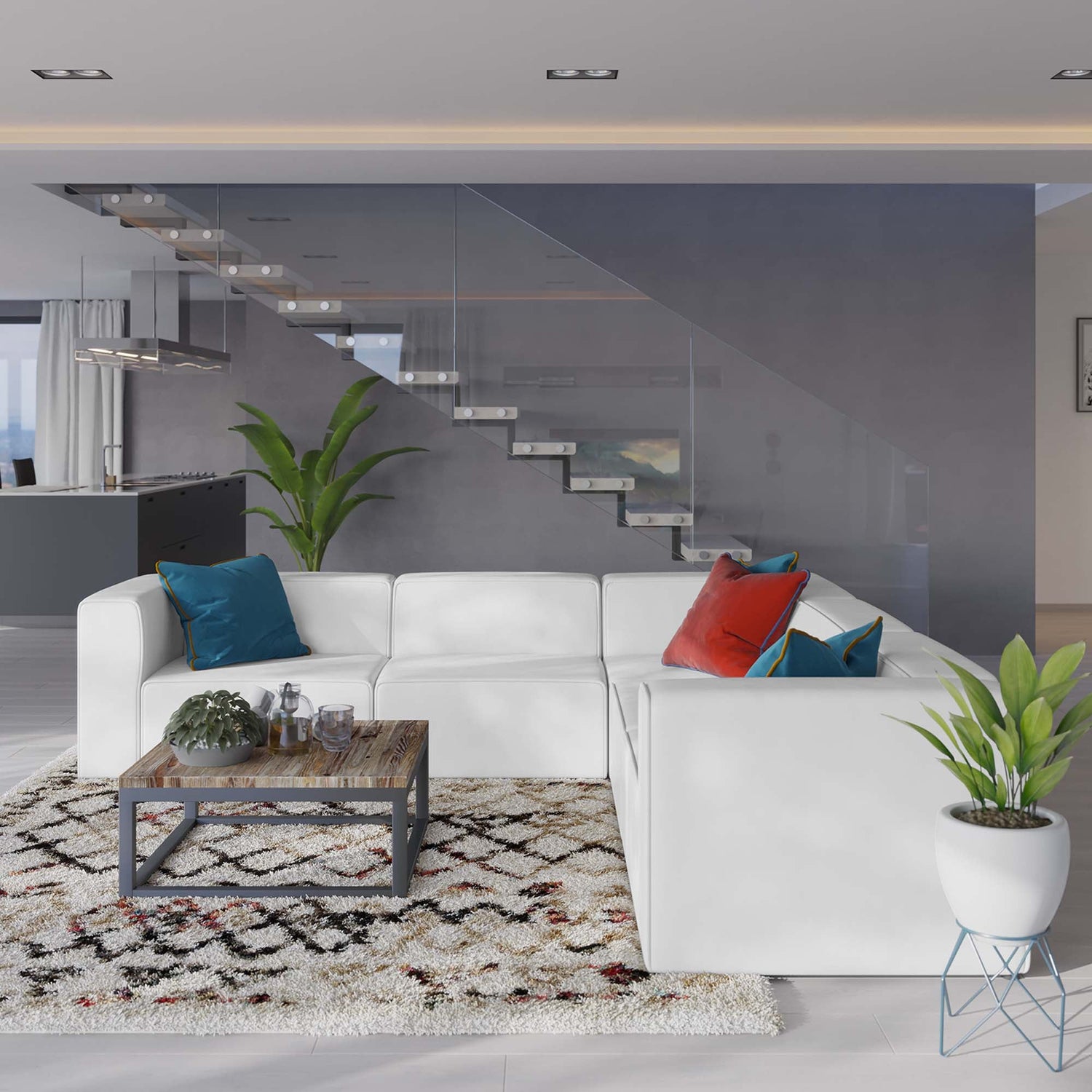 Mingle Vegan Leather 5-Piece Sectional Sofa by Modway