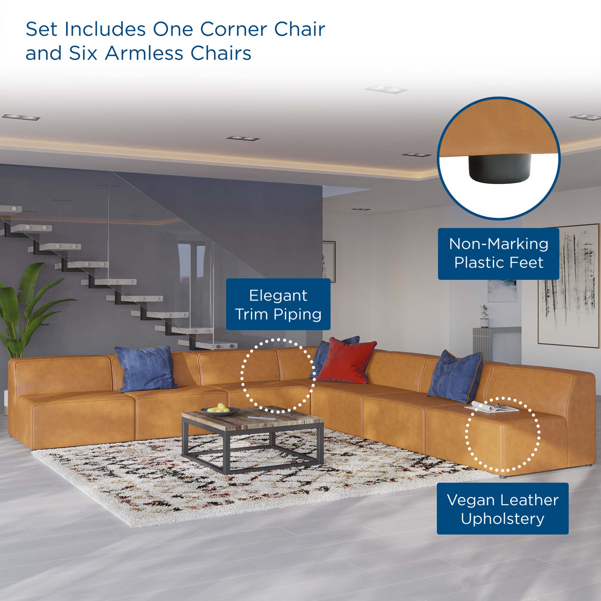 Mingle Vegan Leather 7-Piece Sectional Sofa by Modway
