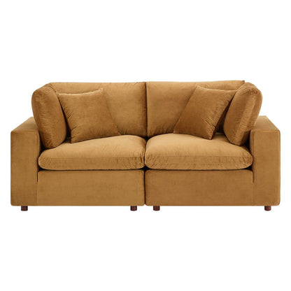 Commix Down Filled Overstuffed Performance Velvet Loveseat By HouseBean