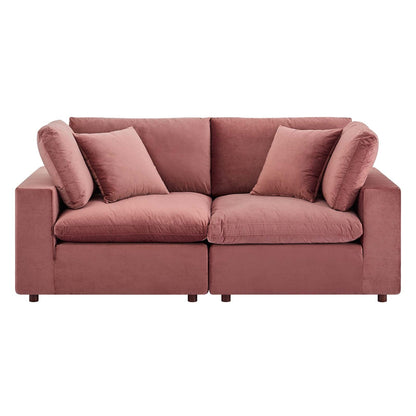 Commix Down Filled Overstuffed Performance Velvet Loveseat By HouseBean