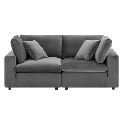 Commix Down Filled Overstuffed Performance Velvet Loveseat By HouseBean