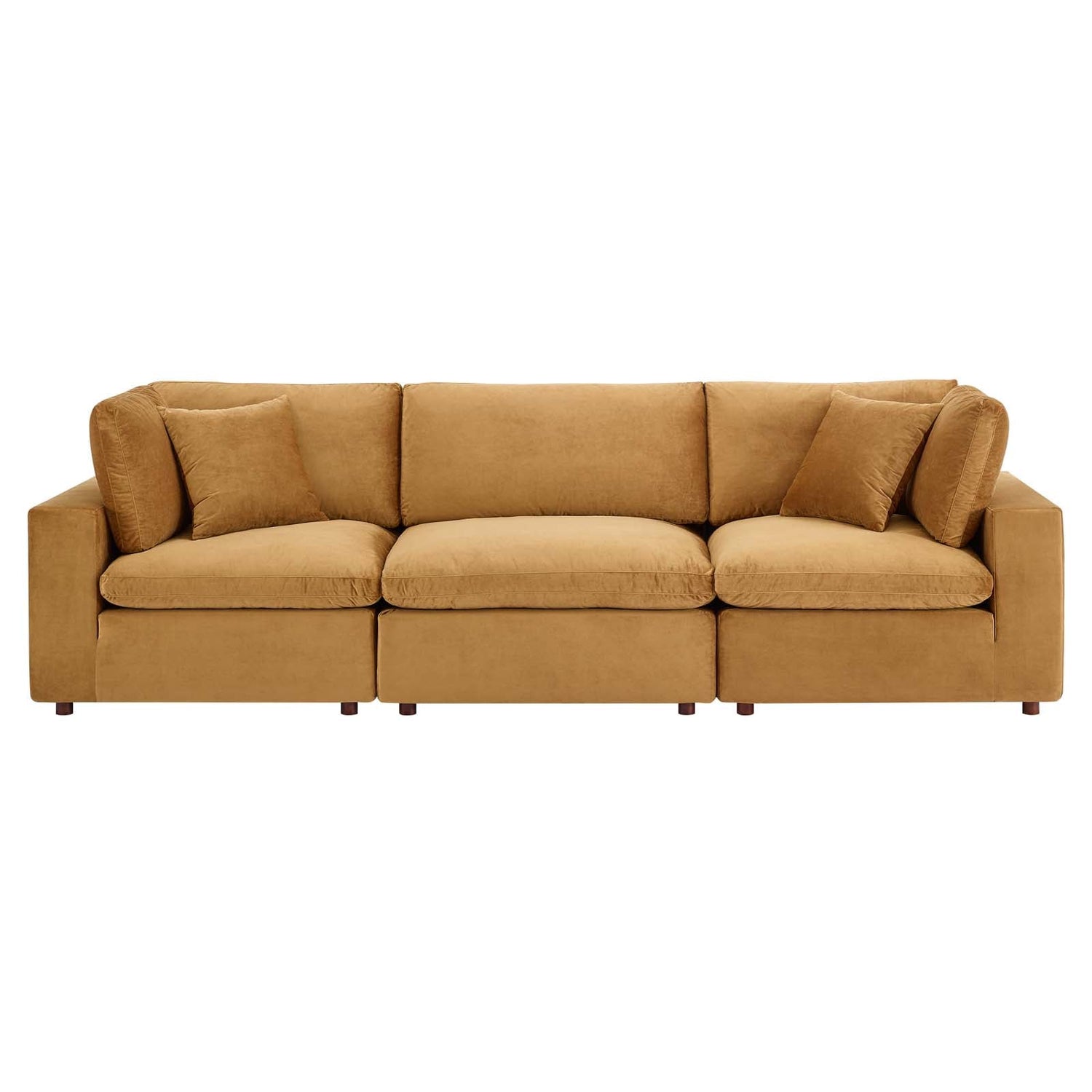 Commix Down Filled Overstuffed Performance Velvet 3-Seater Sofa By HouseBean