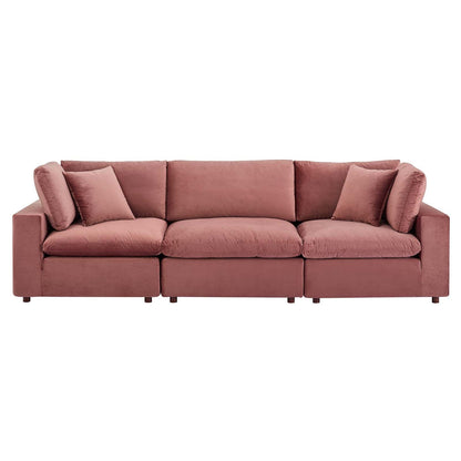 Commix Down Filled Overstuffed Performance Velvet 3-Seater Sofa By HouseBean