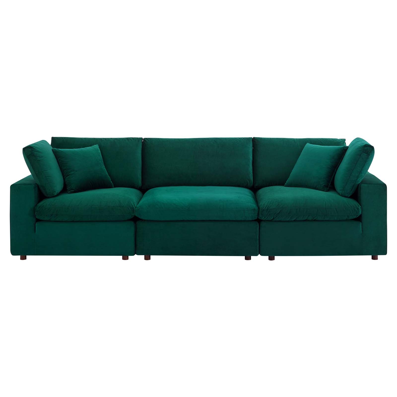 Commix Down Filled Overstuffed Performance Velvet 3-Seater Sofa By HouseBean