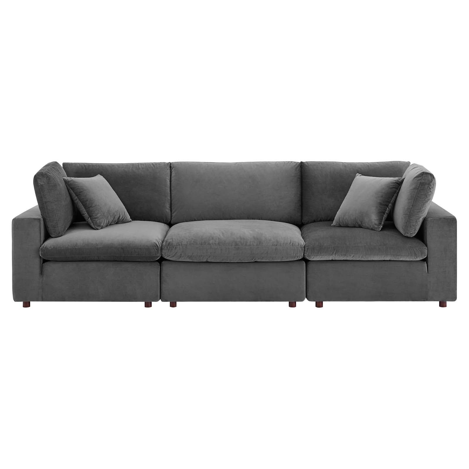 Commix Down Filled Overstuffed Performance Velvet 3-Seater Sofa By HouseBean