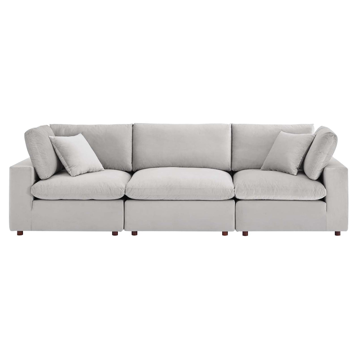 Commix Down Filled Overstuffed Performance Velvet 3-Seater Sofa By HouseBean