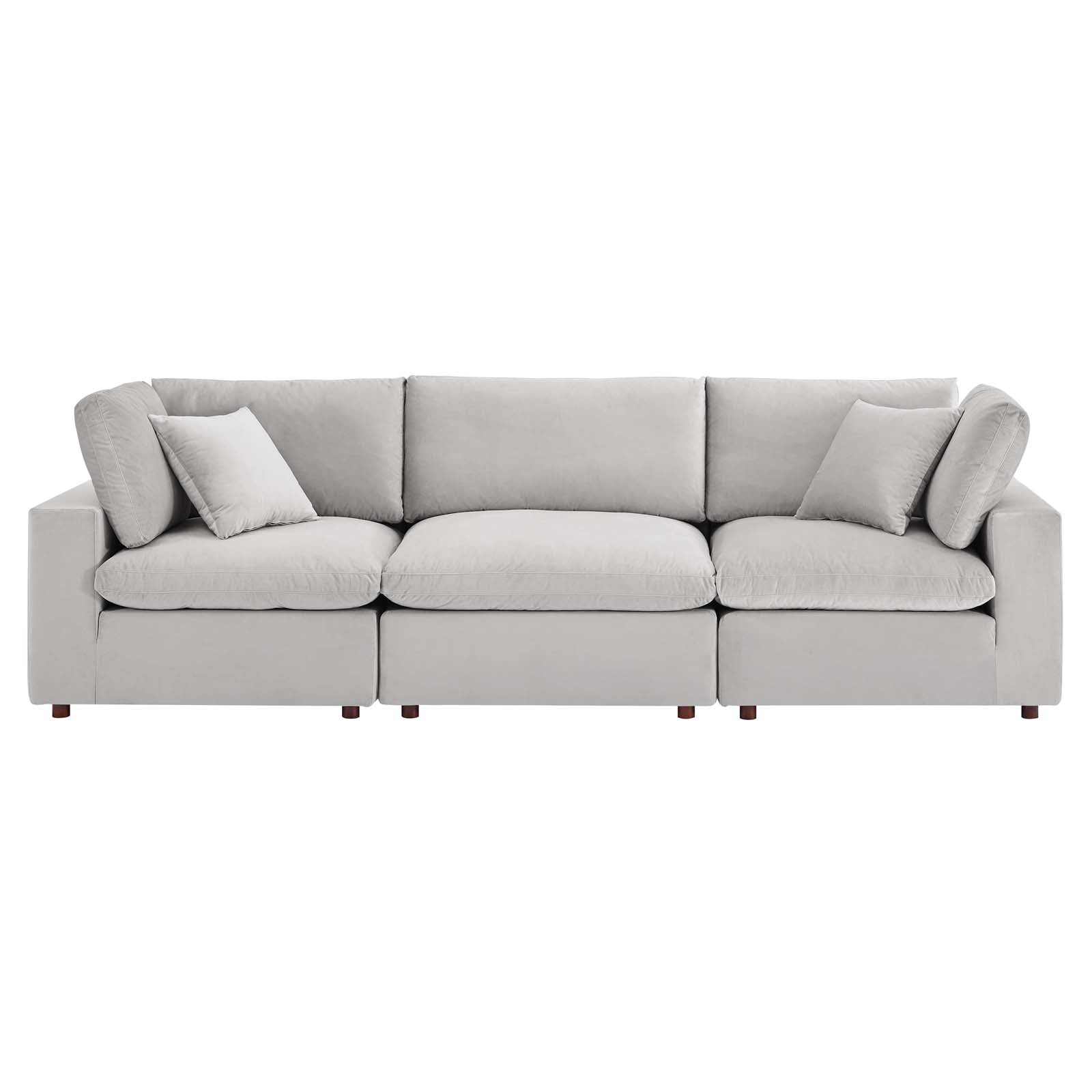 Commix Down Filled Overstuffed Performance Velvet 3-Seater Sofa By HouseBean