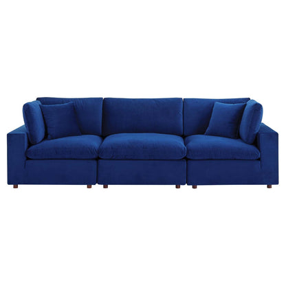 Commix Down Filled Overstuffed Performance Velvet 3-Seater Sofa By HouseBean