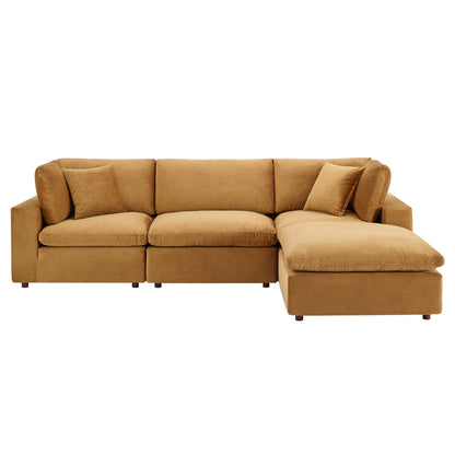 Commix 4-Piece Down Filled Overstuffed Performance Velvet Sectional Sofa by Modway