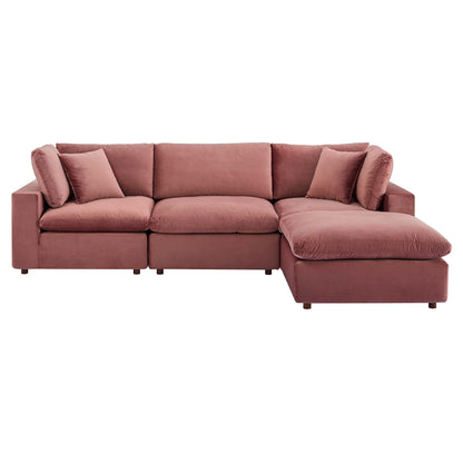 Commix 4-Piece Down Filled Overstuffed Performance Velvet Sectional Sofa by Modway