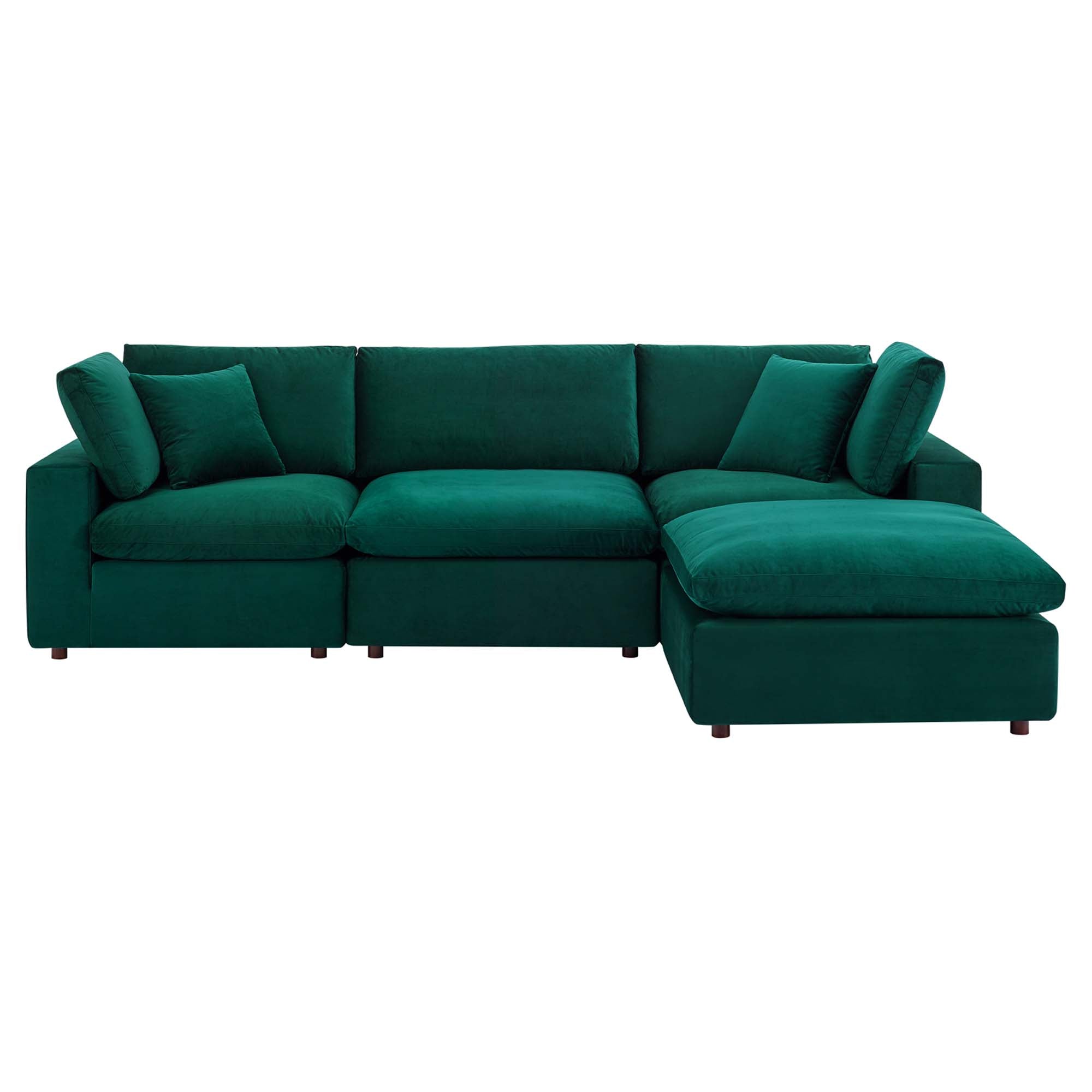 Commix 4-Piece Down Filled Overstuffed Performance Velvet Sectional Sofa by Modway