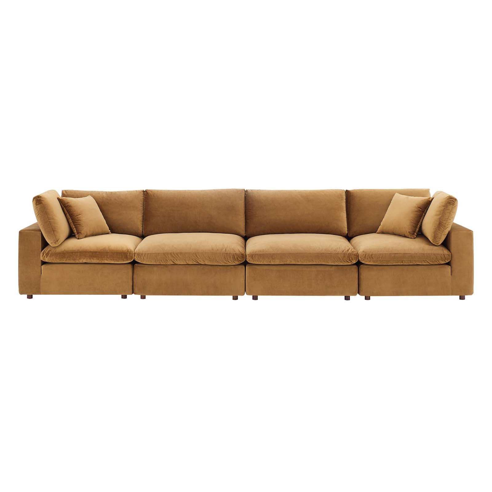 Commix Down Filled Overstuffed Performance Velvet 4-Seater Sofa By HouseBean