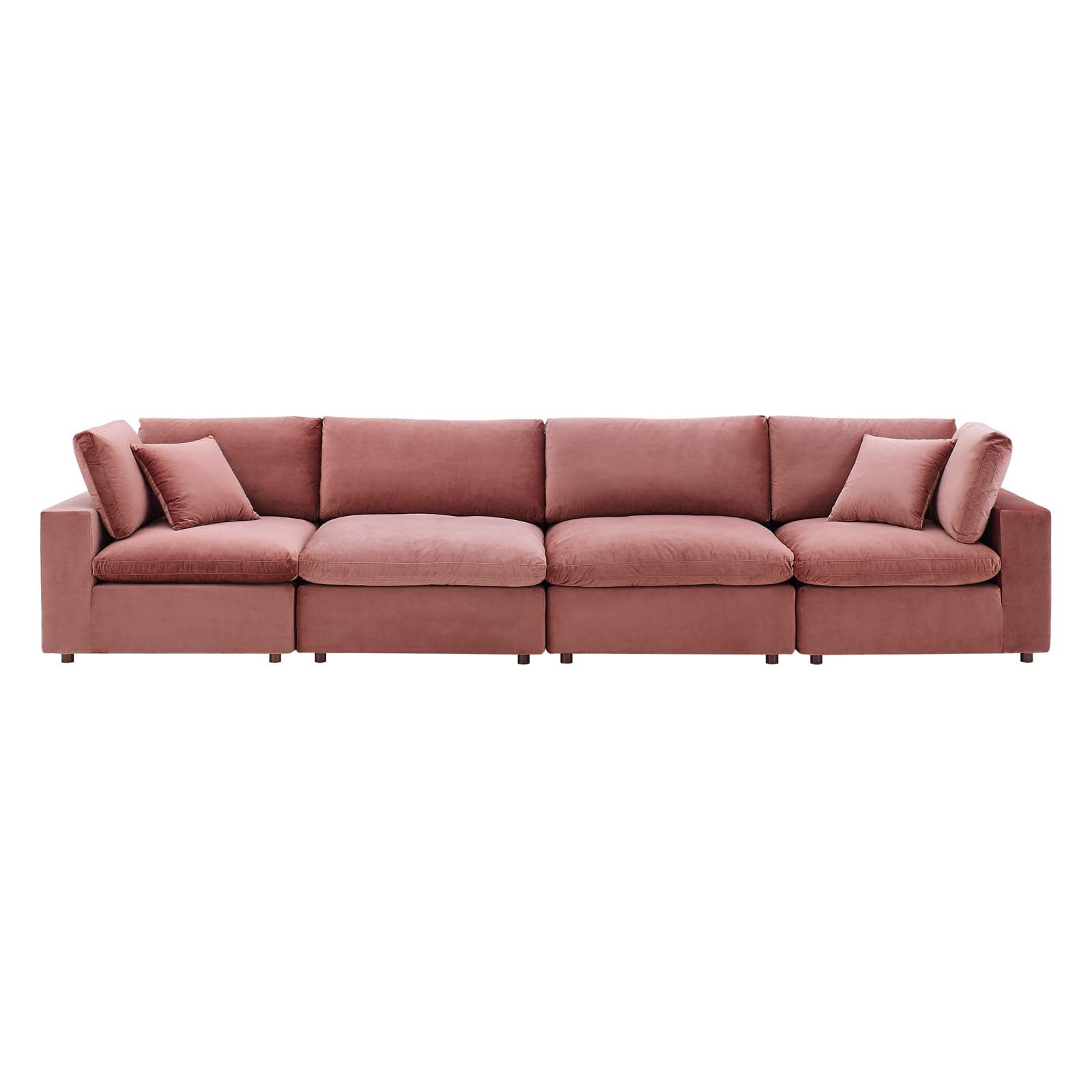 Commix Down Filled Overstuffed Performance Velvet 4-Seater Sofa By HouseBean