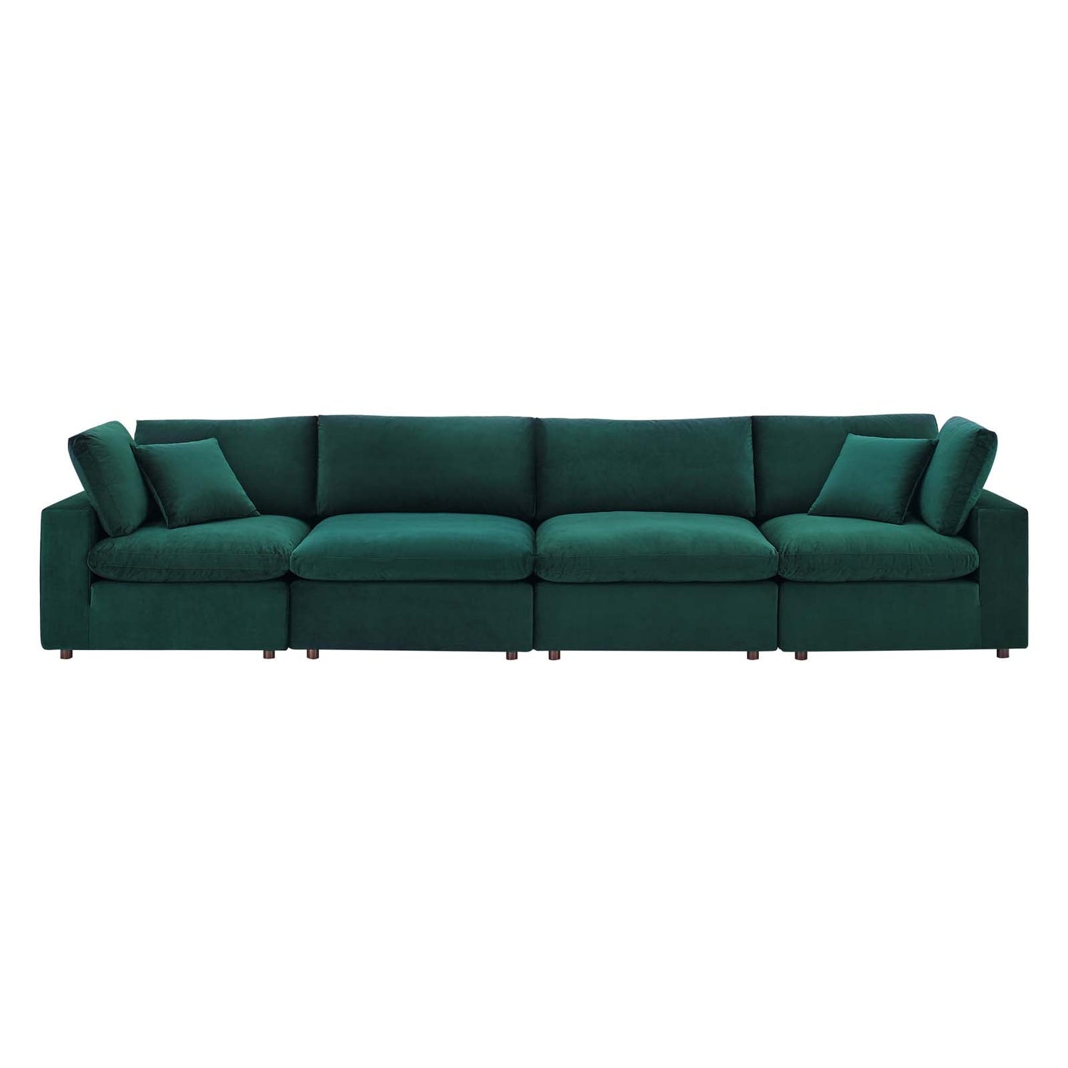 Commix Down Filled Overstuffed Performance Velvet 4-Seater Sofa By HouseBean