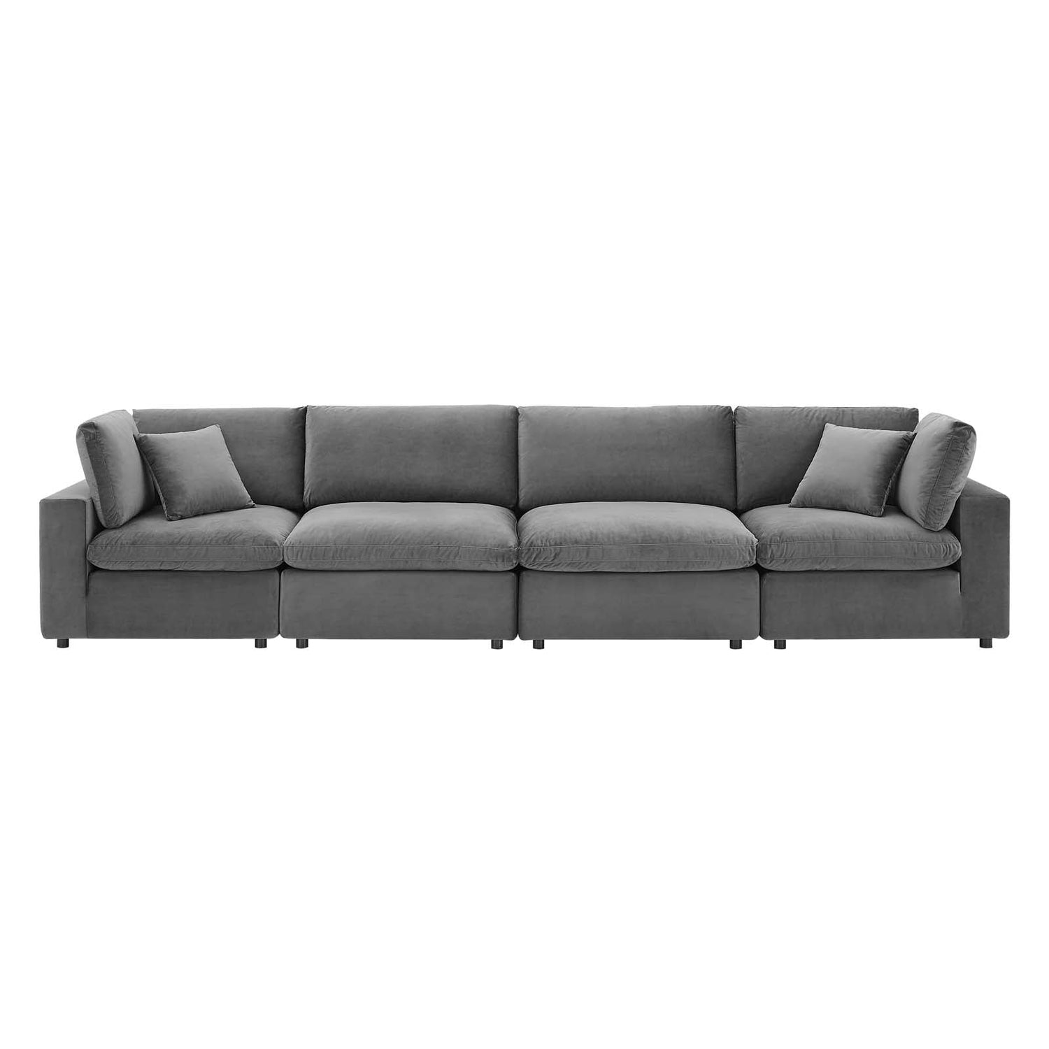 Commix Down Filled Overstuffed Performance Velvet 4-Seater Sofa By HouseBean