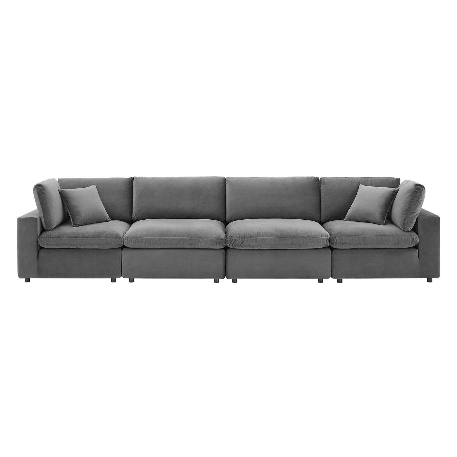 Commix Down Filled Overstuffed Performance Velvet 4-Seater Sofa By HouseBean