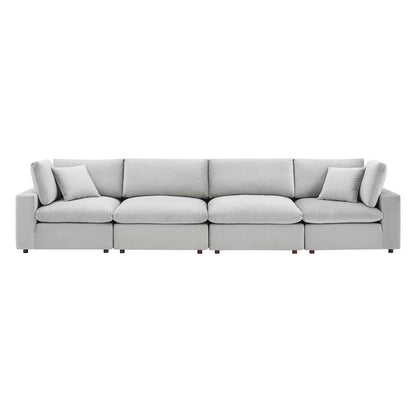 Commix Down Filled Overstuffed Performance Velvet 4-Seater Sofa By HouseBean