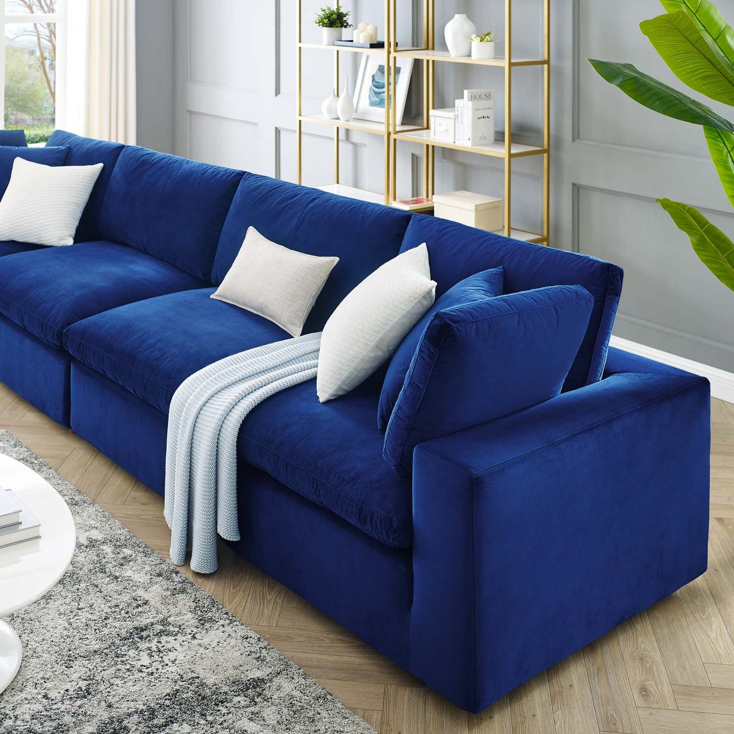 Commix Down Filled Overstuffed Performance Velvet 4-Seater Sofa By HouseBean