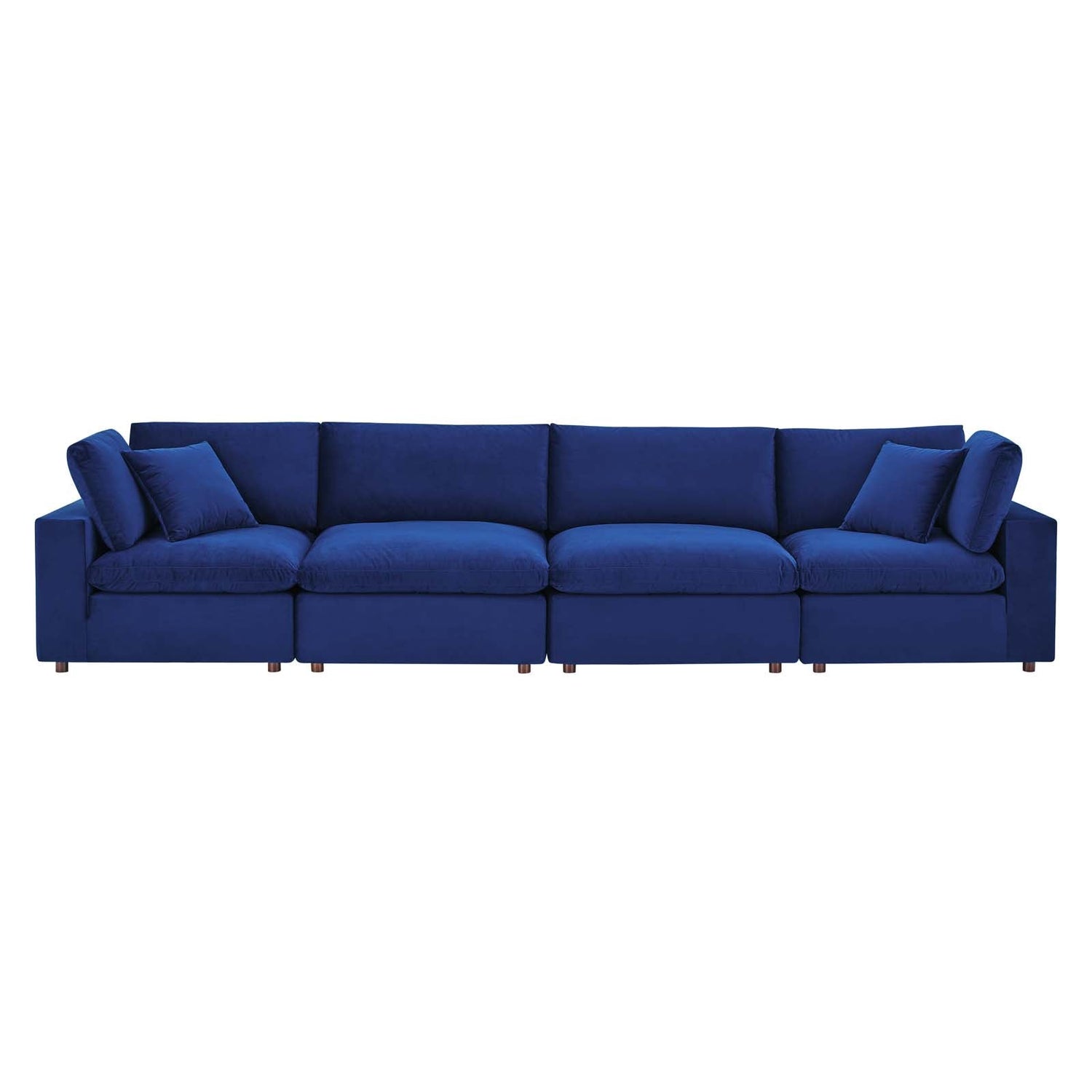 Commix Down Filled Overstuffed Performance Velvet 4-Seater Sofa By HouseBean