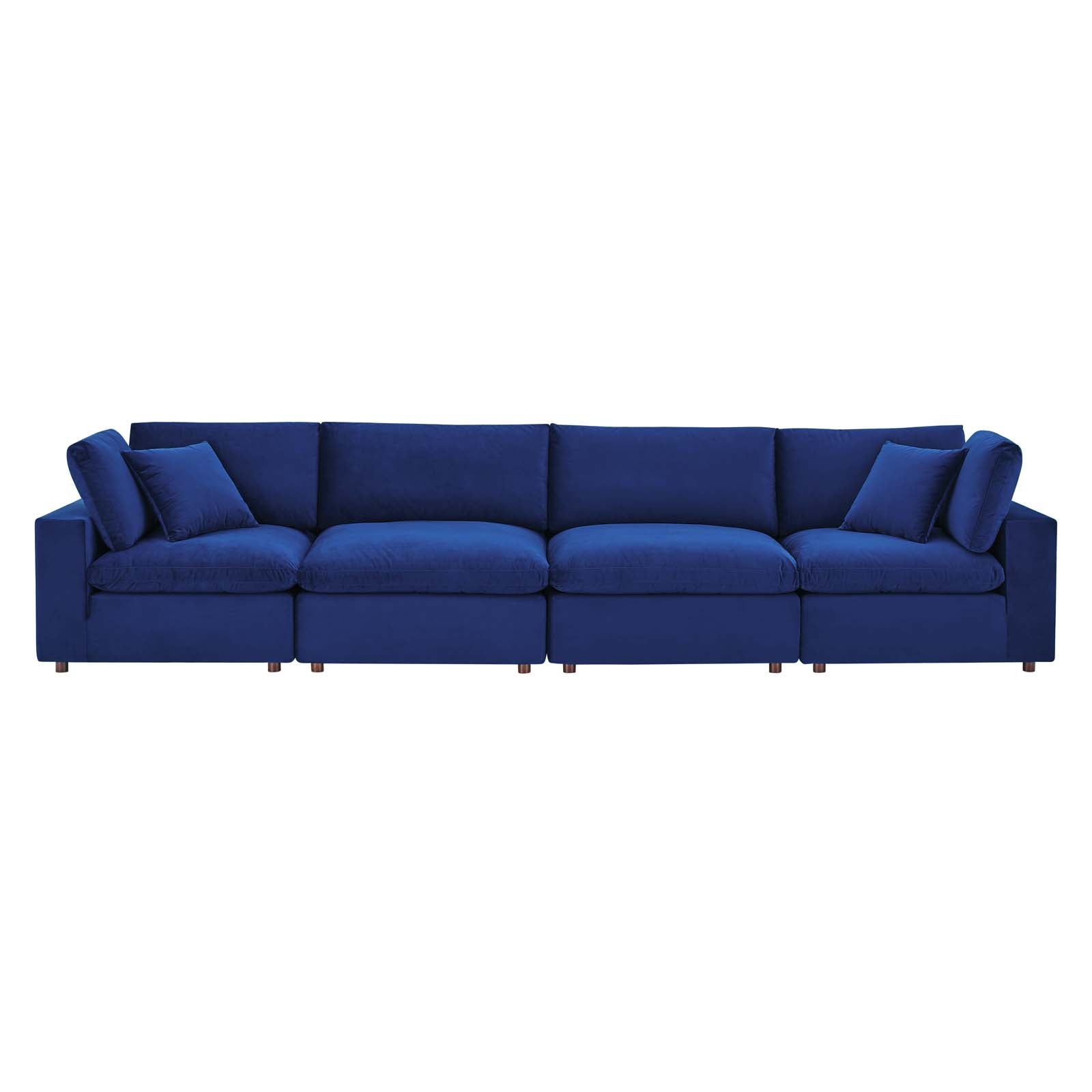 Commix Down Filled Overstuffed Performance Velvet 4-Seater Sofa By HouseBean