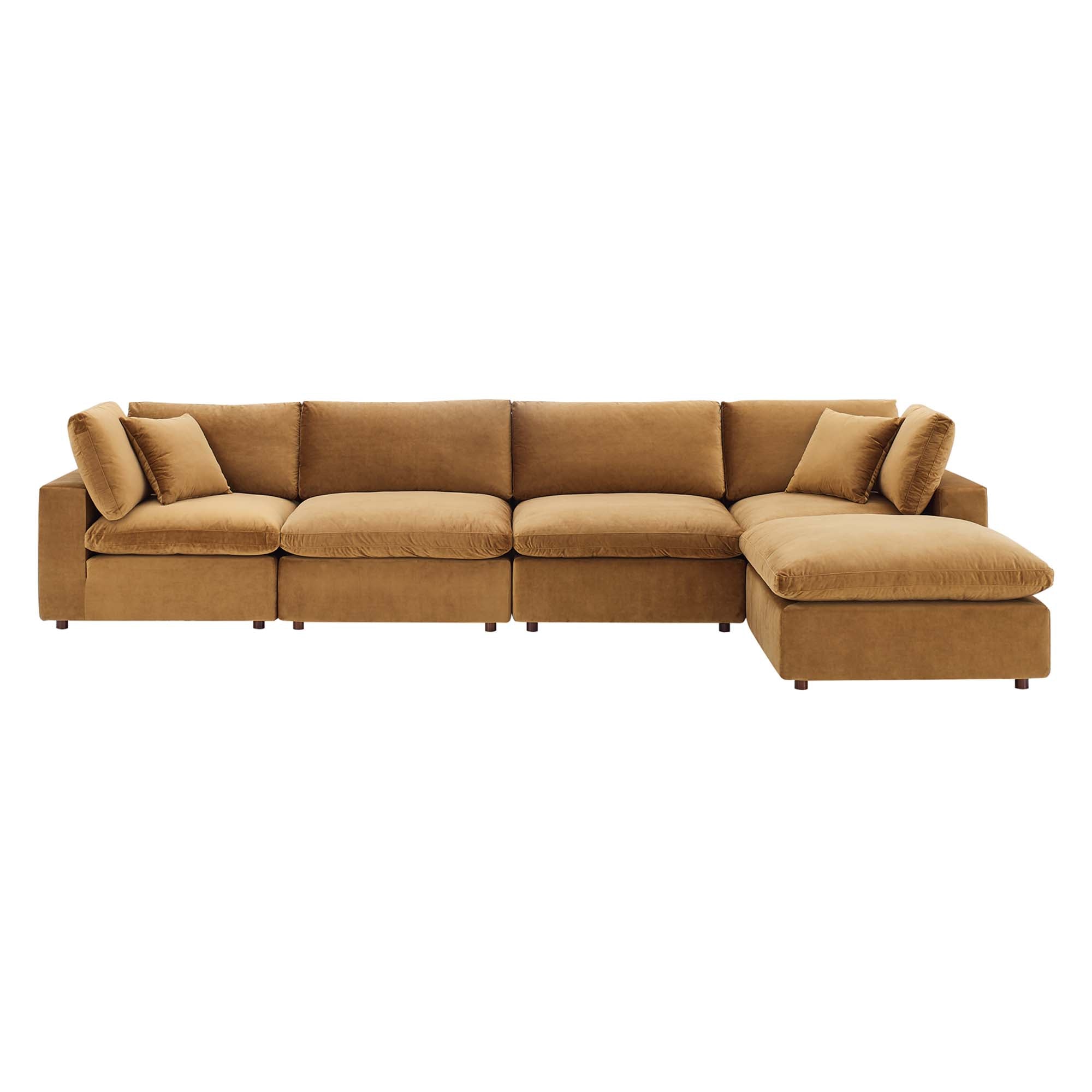 Commix 5-Piece Down Filled Overstuffed Performance Velvet Sectional Sofa by Modway