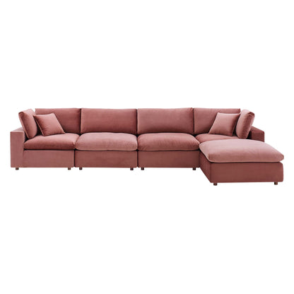 Commix 5-Piece Down Filled Overstuffed Performance Velvet Sectional Sofa by Modway