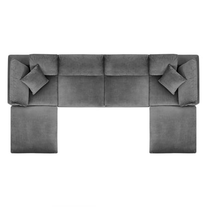 Commix 6-Piece Down Filled Overstuffed Performance Velvet Sectional Sofa by Modway