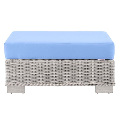 Conway Outdoor Patio Wicker Rattan Ottoman By HouseBean