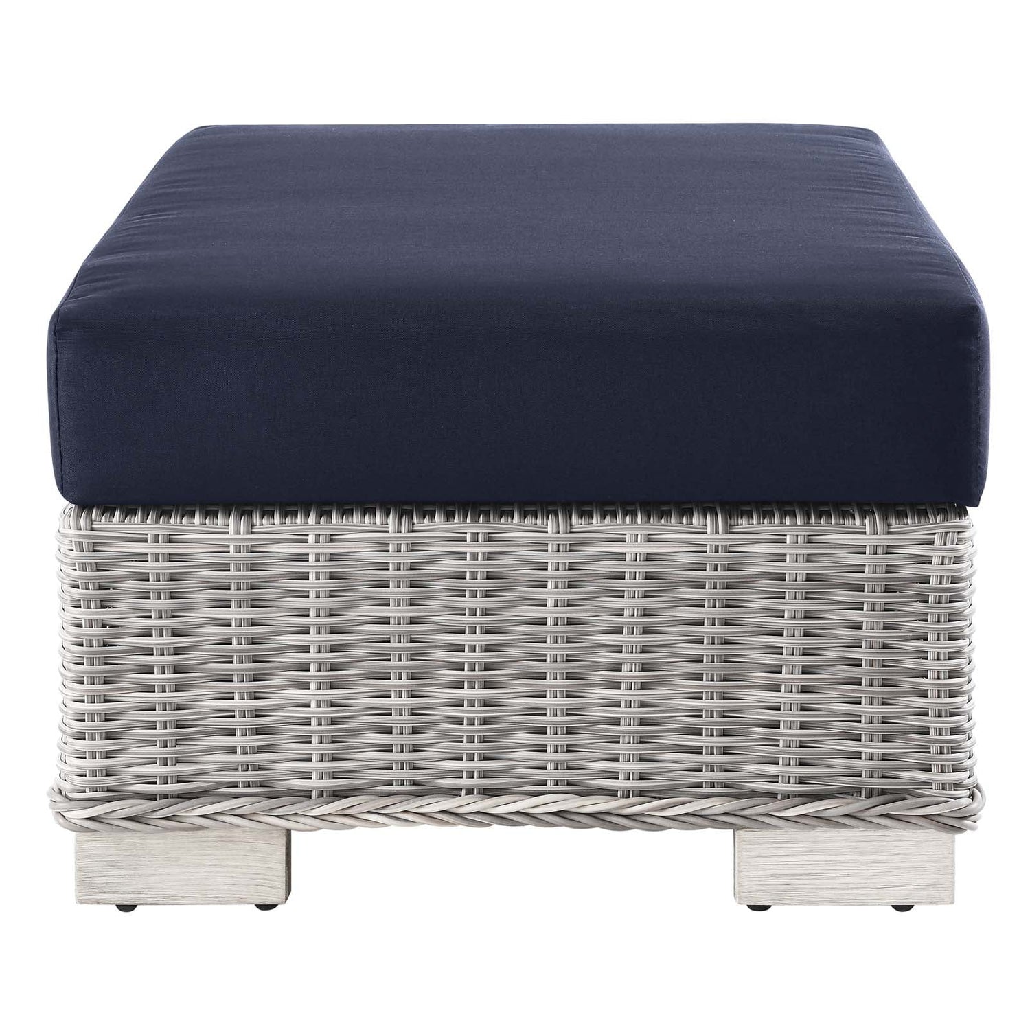 Conway Outdoor Patio Wicker Rattan Ottoman By HouseBean