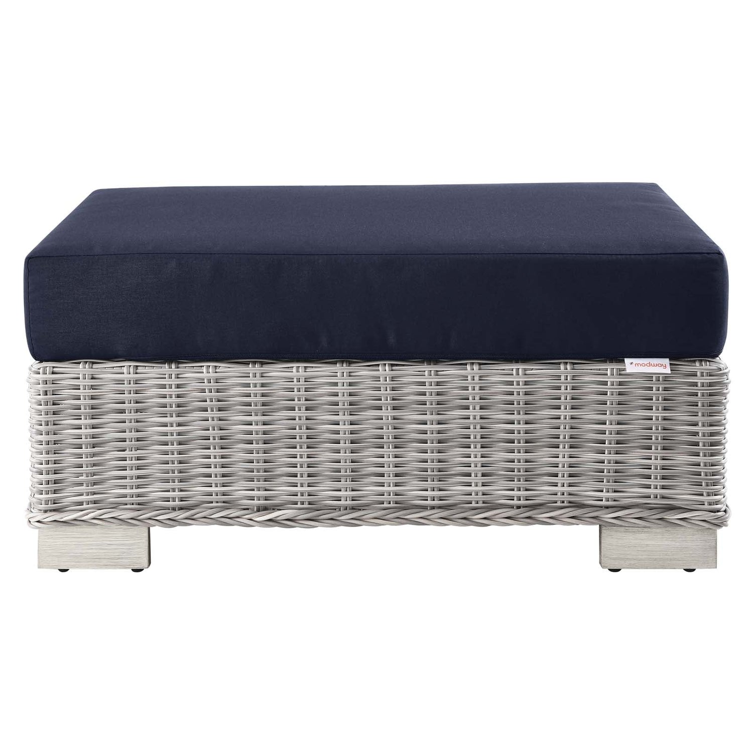 Conway Outdoor Patio Wicker Rattan Ottoman By HouseBean