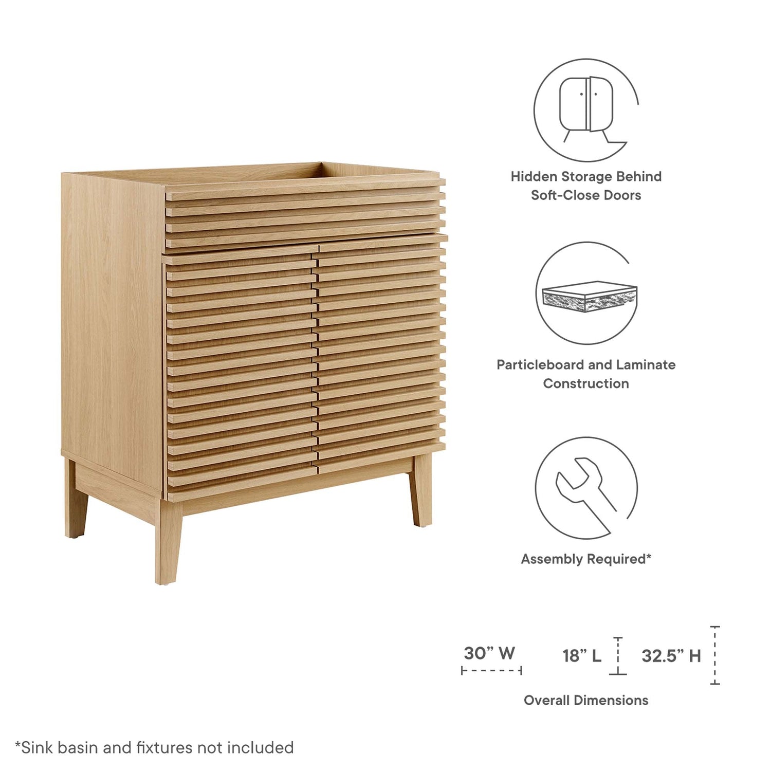 Render 30&quot; and 36&quot; Bathroom Cabinets Basin Not Included by Modway