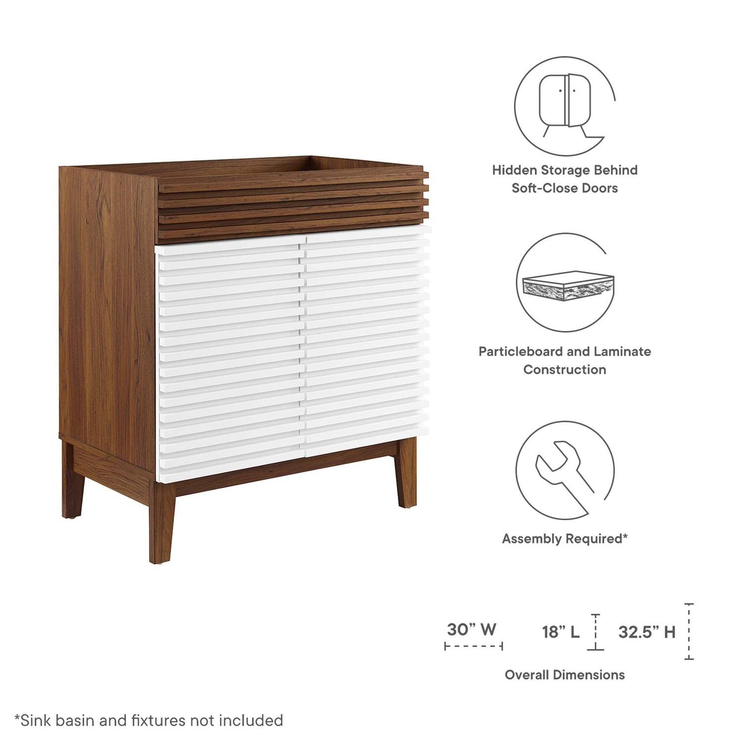 Render 30&quot; and 36&quot; Bathroom Cabinets Basin Not Included by Modway
