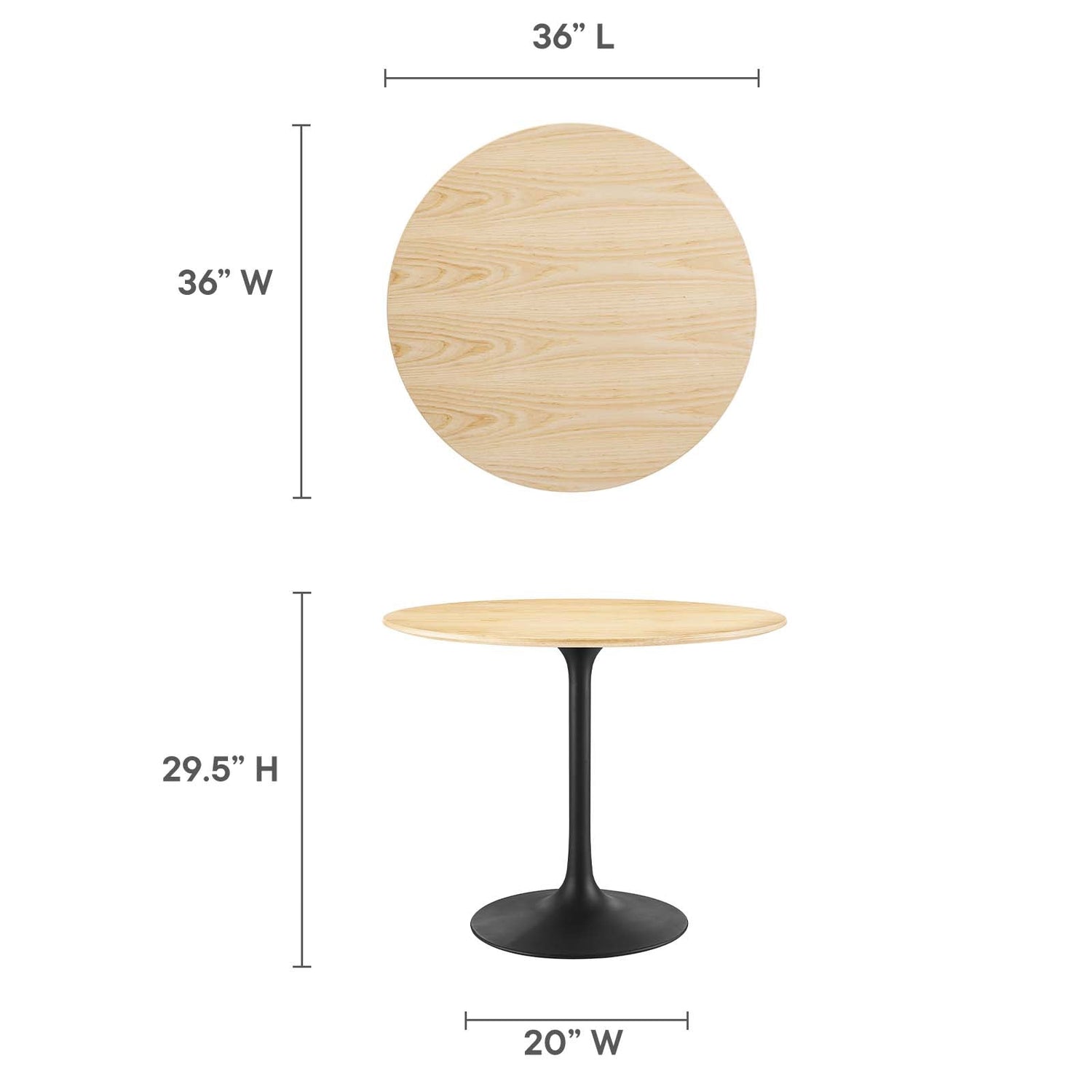 Lippa 36&quot; Round Wood Grain Dining Table By HouseBean