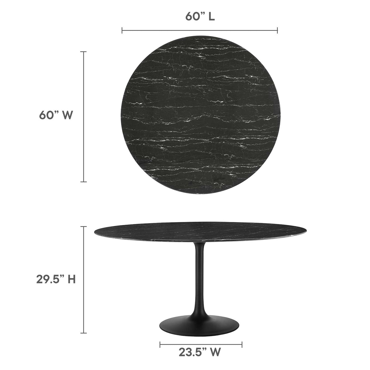 Lippa 60&quot; Round Artificial Marble Dining Table By HouseBean