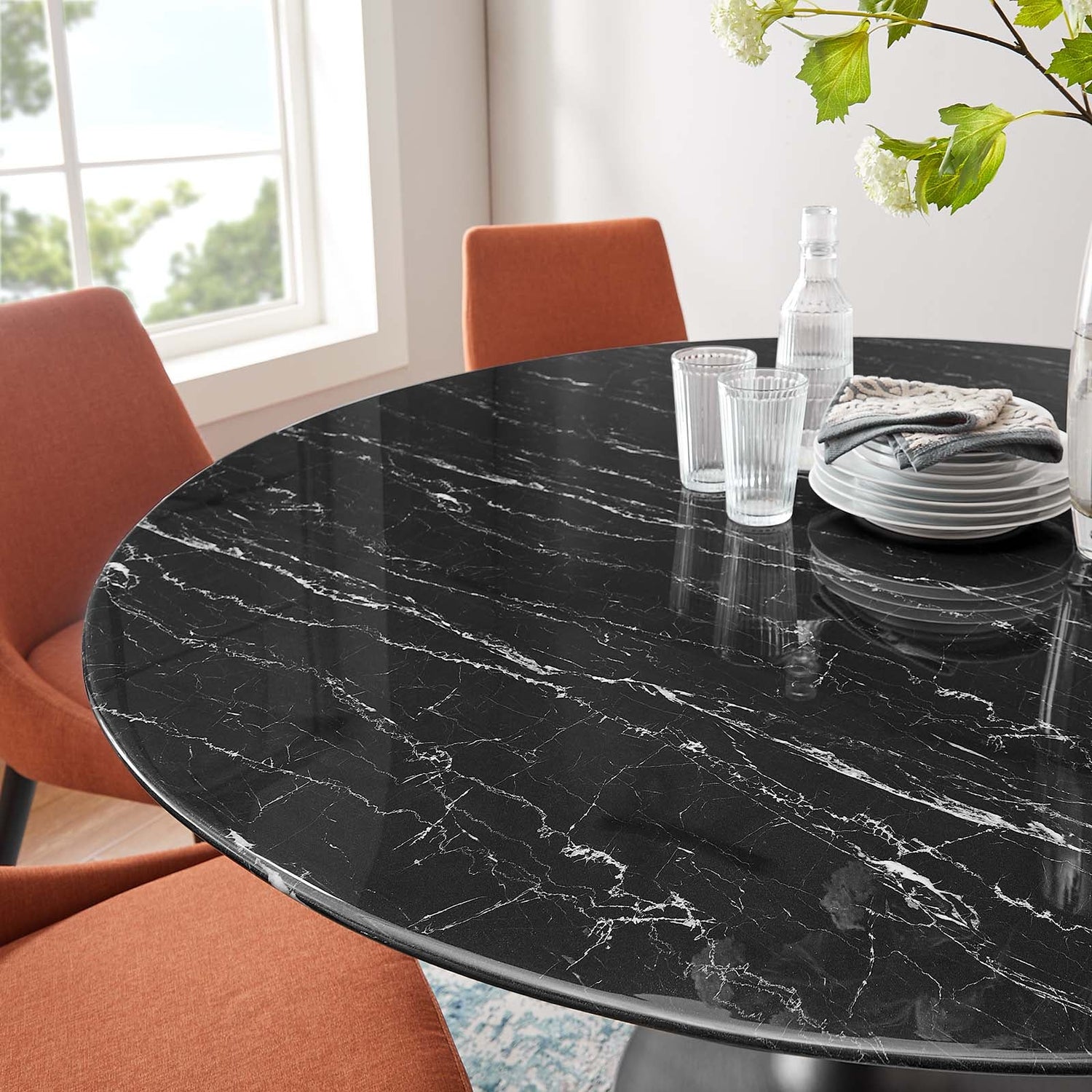 Lippa 60&quot; Round Artificial Marble Dining Table By HouseBean