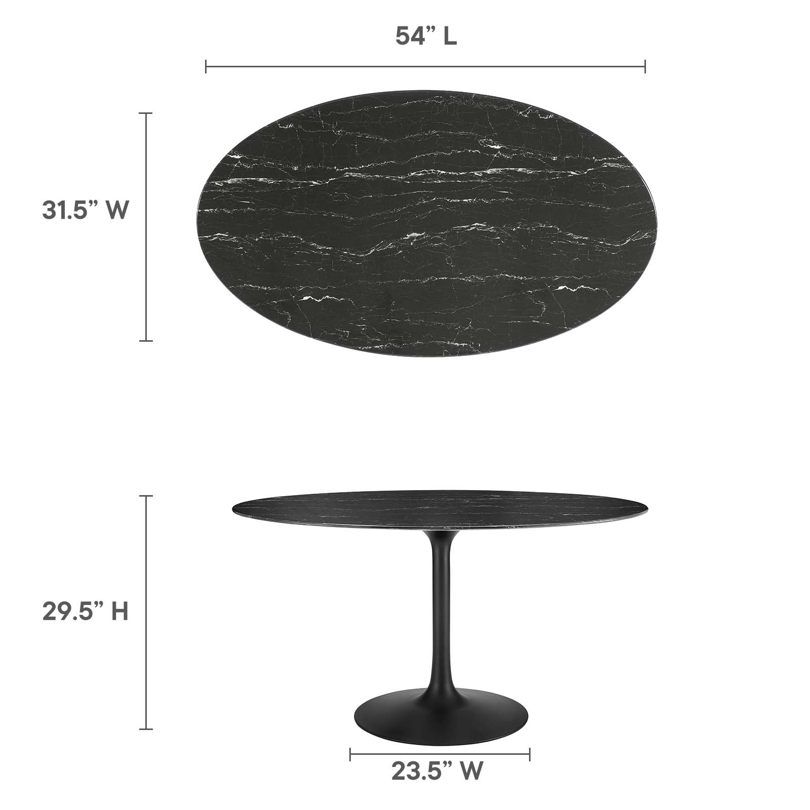 Lippa 54&quot; Oval Artificial Marble Dining Table By HouseBean