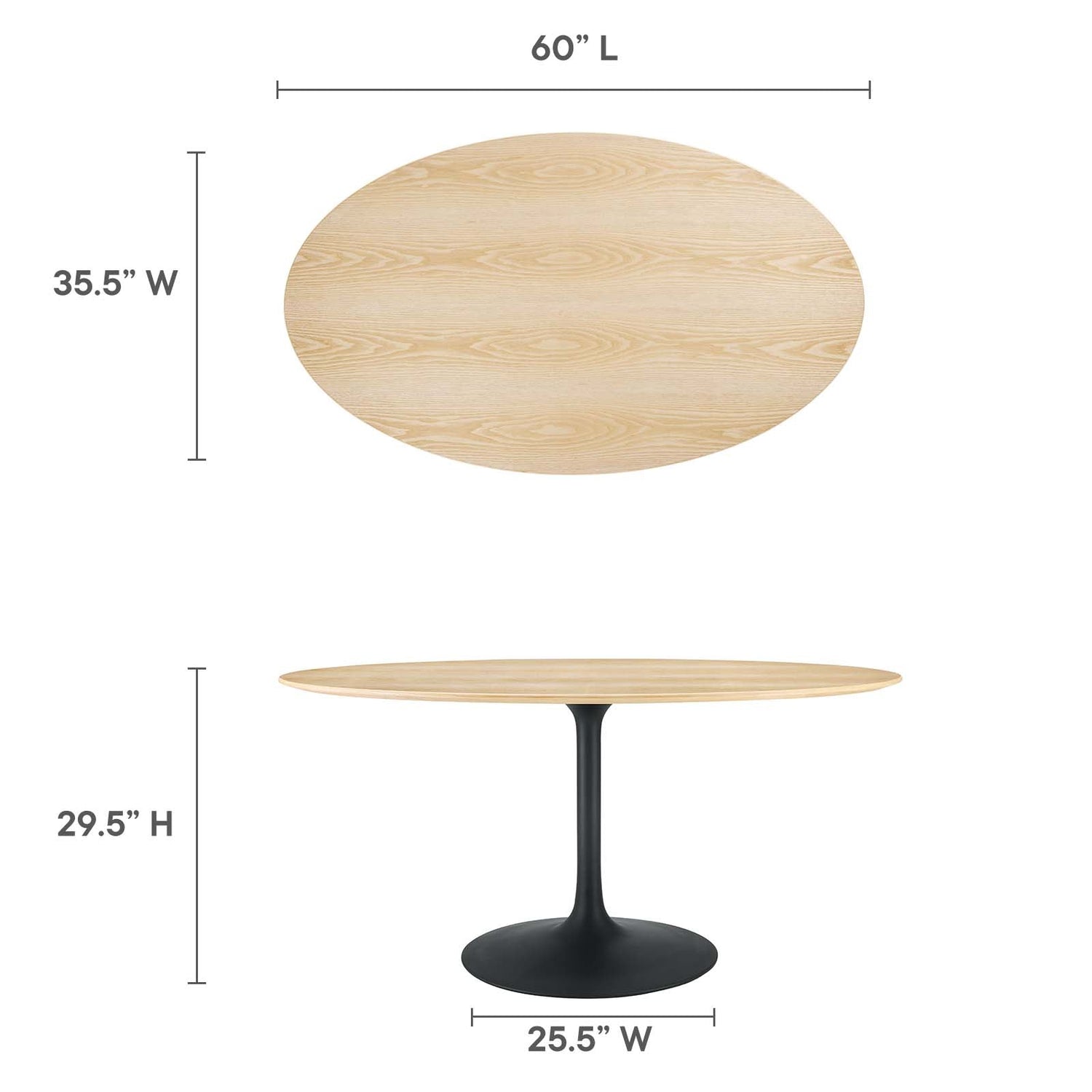 Lippa 60&quot; Oval Wood Grain Dining Table By HouseBean