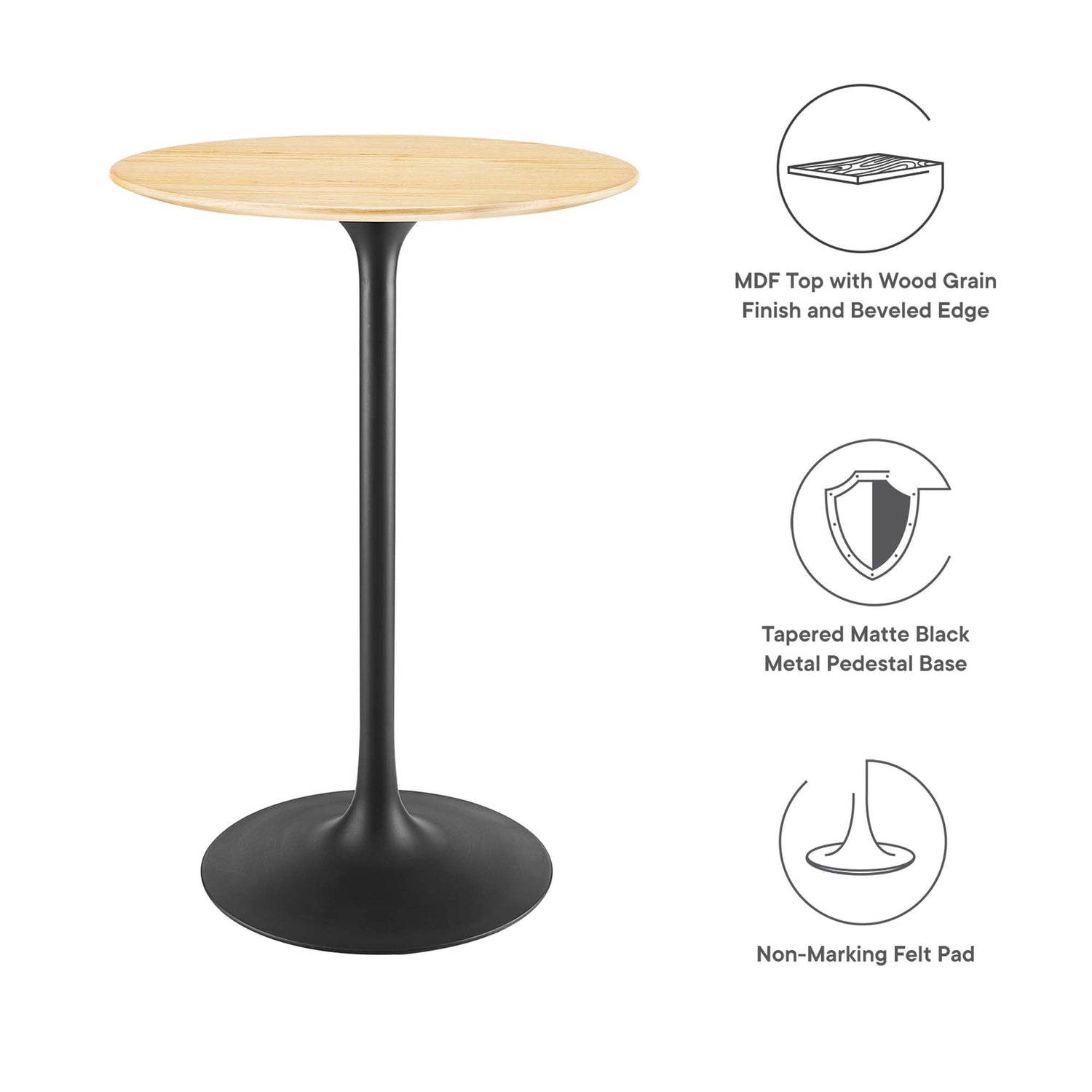 Lippa Round Wood Bar Table by Modway