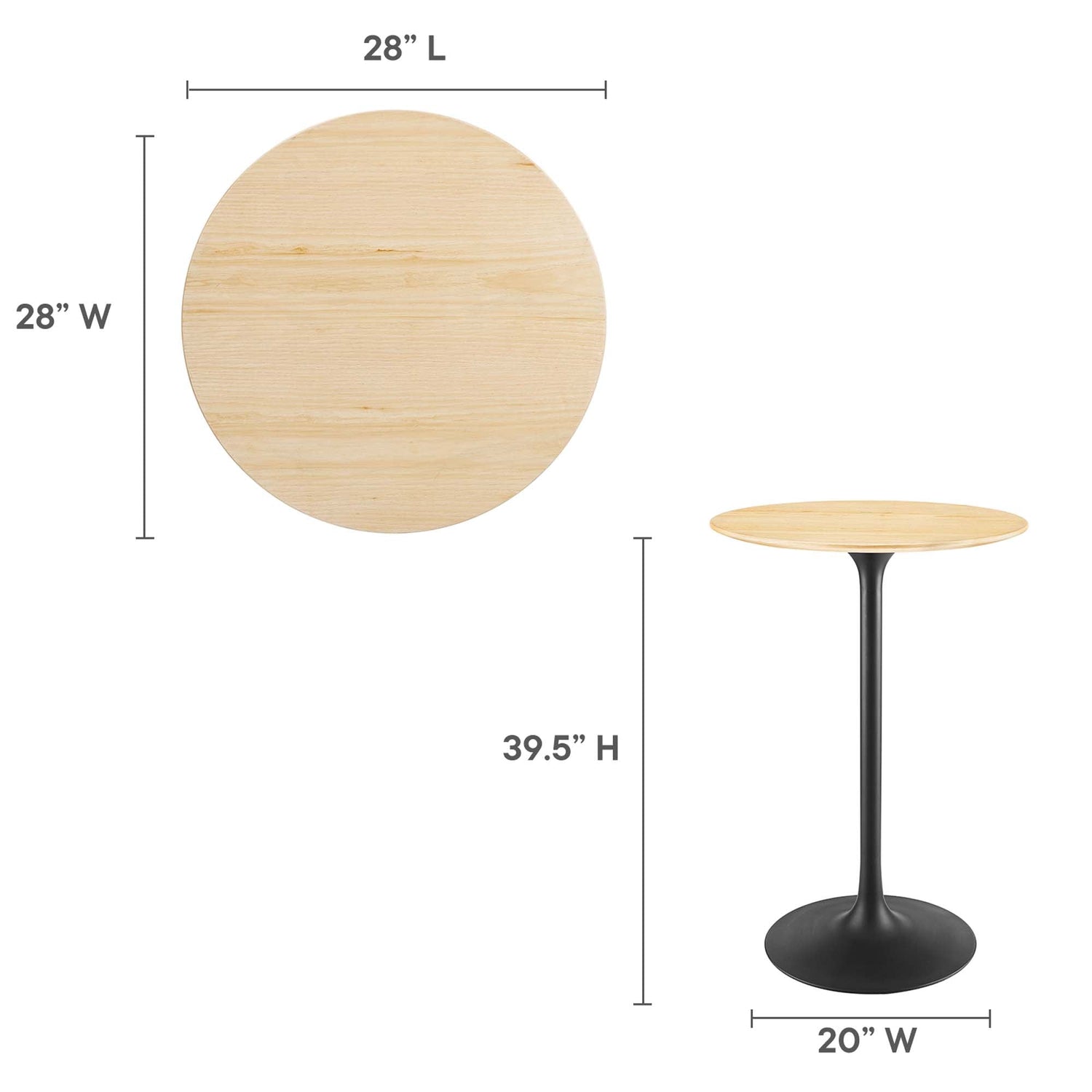 Lippa Round Wood Bar Table by Modway