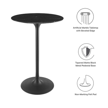 Lippa Round Artificial Marble Bar Table by Modway