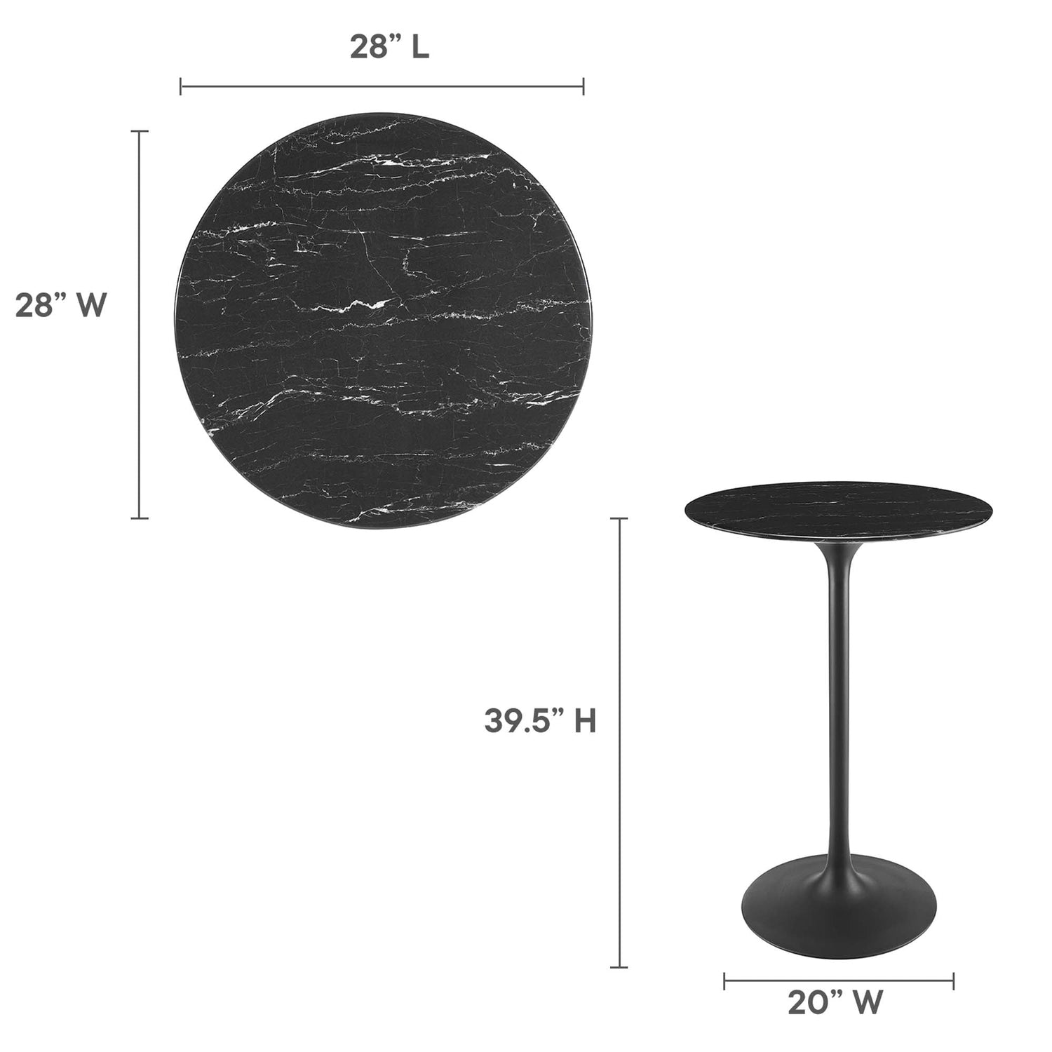 Lippa Round Artificial Marble Bar Table by Modway