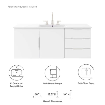 Vitality 48&quot; Double or Single Sink Compatible (Not Included) Bathroom Vanity Cabinet By HouseBean